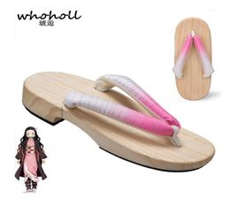 Slippers whoHoll anime cosplay kostuums Kamado Nezuko Geta Japans houten voor vrouwen kimono flip-flops schoenen14796001
