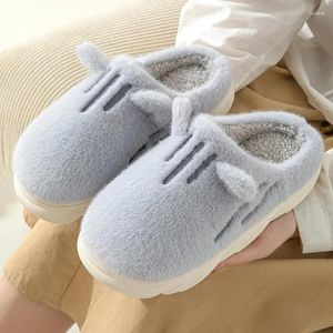 Slippers Winter Katoen Dames Leuke Cartoon Pluche Warme Dikke Zolen Maand Schoenen Met Pluizig