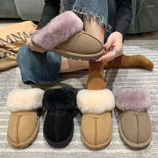 Slippers Winter mode peluche enveloppé à moitié pour femmes Chaussures de coton chaud pour les femmes Anti-glissade épaisse semelle Bottes de neige confortables