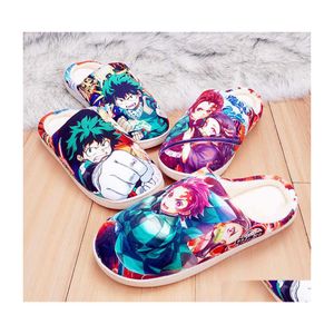 Slippers winter voor mannen vrouwen kinderen demon slayer tanjirou nezuko itachi sasuke cosplay schoenen home schattige indoor warme laarzen drop leveren otcyl