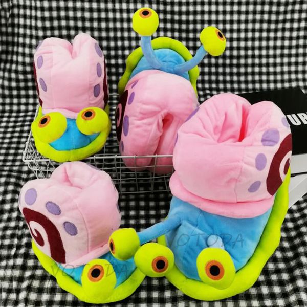 Pantoufles hiver maison chaussure Gary escargots fourrure mignon dessin animé intérieur pantoufle chaud en peluche maison tongs femme drôle diapositives 231115