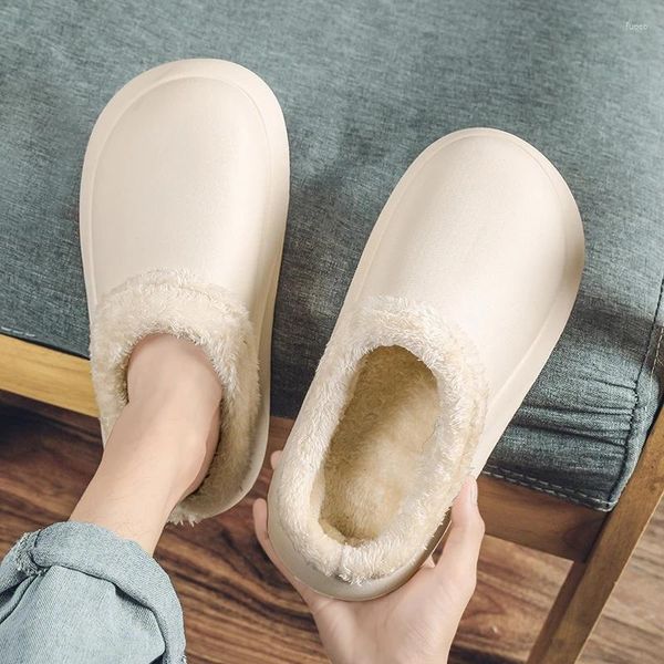 Zapatillas Winter Winter's Cotton Cotton Eva Anti Slip cómodos zapatos de cuero de peluche impermeables