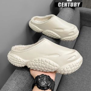 Pantoufles d'hiver pour hommes, diapositives en coton, confortables, antidérapantes, en peluche, pour chambre à coucher, chaussures de maison de styliste, mode extérieure 231024