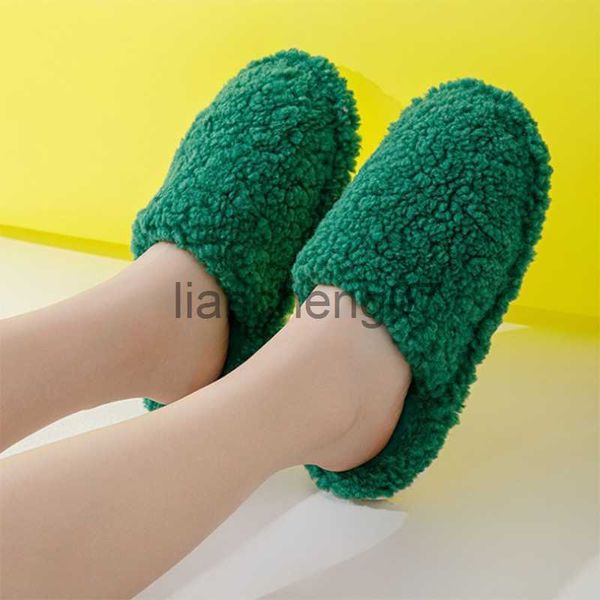 Pantoufles Hiver Nouvelles pantoufles de coton pour femmes Pantoufles de couple simples et confortables Pantoufles de tapis de maison en peluche chaude Chaussures de sol d'intérieur x0916