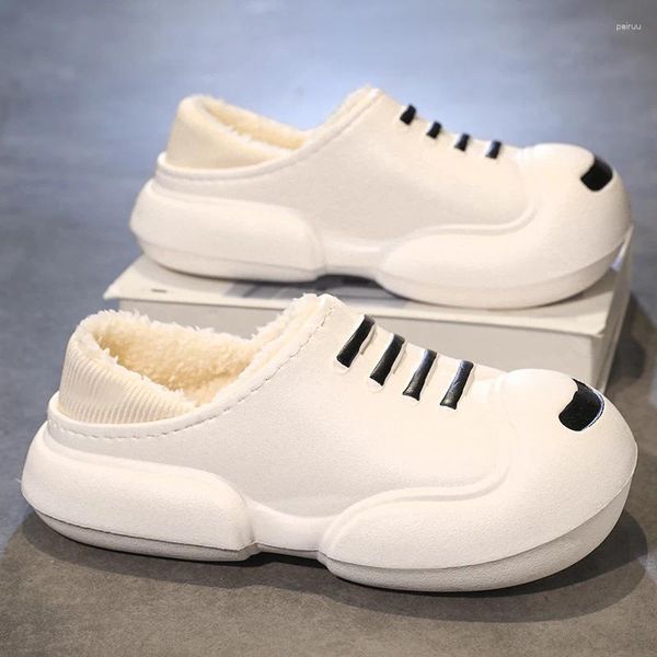 Slippers Winter Shoes for Men Round Toe Platform Footwear Foothoterproofr-résistant confortable Non-Slip Plus Velvet Keep au chaud