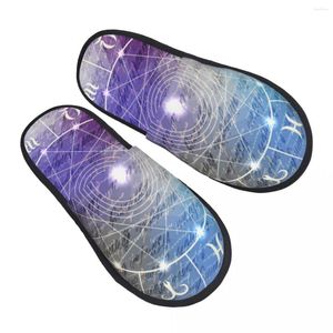 Pantoufles hiver pantoufle femme homme moelleux chaud magique zodiacs cercle maison chaussures