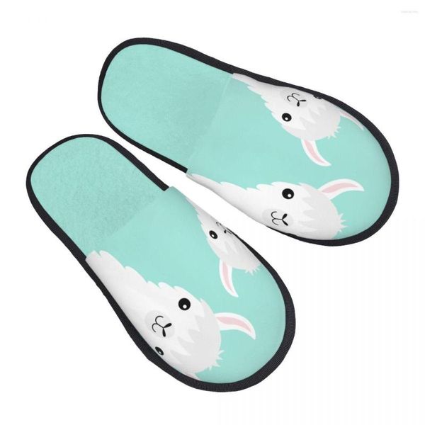 Pantoufles hiver pantoufle femme homme moelleux chaud deux mignon dessin animé lama alpaga maison chaussures