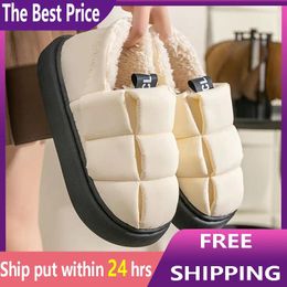 Slippers Winter Warm Cotton Women Waterproof Down Snow Boots Thick Platform Couple Men's Home Soft C Newest Summer With Box sz 36-45