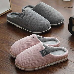 Slippers winter warme heren slippers traagschuim vrouwen slippers voor huis niet slip zacht mannelijke huis schoenen streep unisex indoor 0120v23