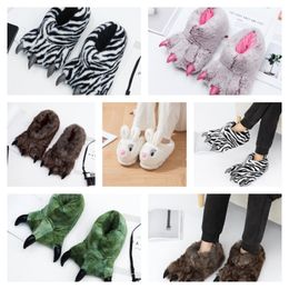 Slippers Winter Warm Zacht Indoor Vloer Slipper Mannen Schoenen Poot Grappig Dier Kerst Monster Claw Pluche Thuis Katoen voor