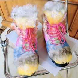 Pantoufles hiver femmes Baotou bottes courtes haut de gamme fourrure épaissie chaud maison loisirs de plein air chaussures de ski de haute qualité 2023 231129