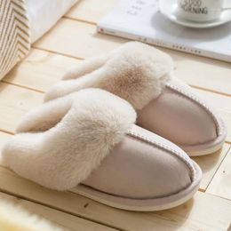 Pantoufles d'hiver pour femmes, bandeau d'intérieur avec isolation en peluche, coton à la mode, semelle souple, chaussures antidérapantes confortables