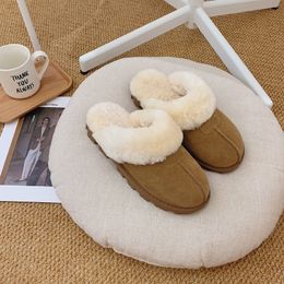 Pantoufles Vadrouille en laine pour femmes d'hiver demi-palette en peau de mouton naturelle vadrouille à fond épais de 5 cm pour vêtements externes vadrouille en coton chaud et épais 231019