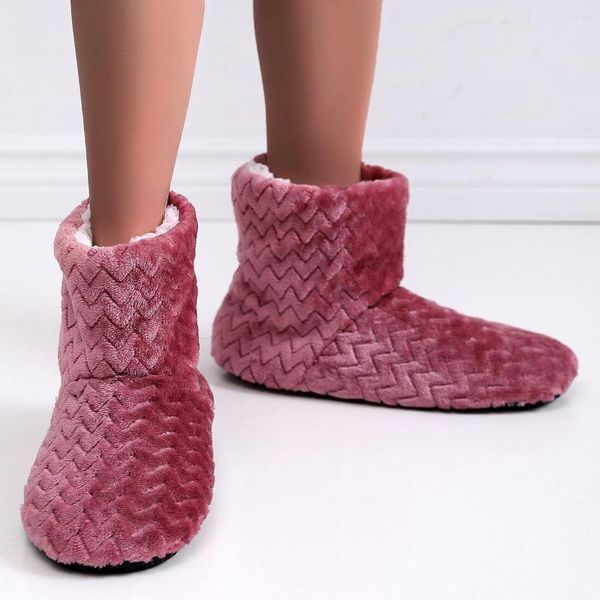 Pantoufles hiver femmes chaussures couple chaussettes de sol adulte antidérapant épaississement velours danse intérieure tube haut 2023