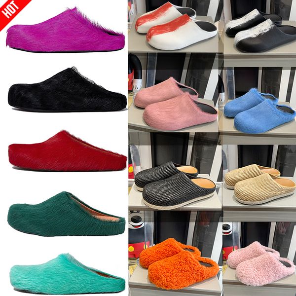 2024 zapatillas de plataforma con piel de vaca de piel larga sandalias Fussbett con caja de bayas amarillas de lujo al aire libre habitación interior mulas diapositivas zapatos para mujer para hombre zapatillas de playa de gran tamaño