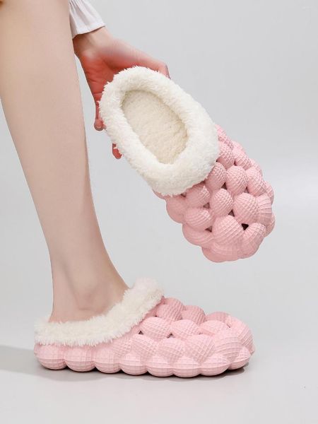 Pantoufles Chaussures Pour Femmes Hiver Maison Coton Eva Femmes Homme Doux Mode Cool Diapositives Couleur Unie Massage