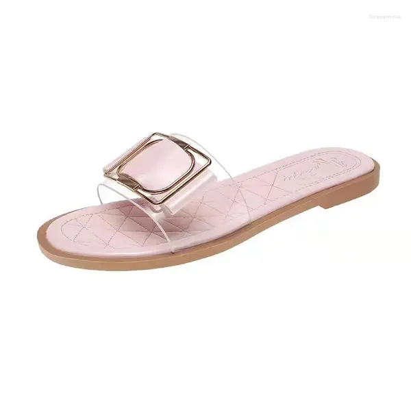 Slippers Femme Summer Open Toe One Word Budle Light Not Slip Indoor Home Fashionable Flat Botthed plage