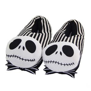 Slippers vrouwen cartoon huisdia's indoor vloer niet-slip flip flop Halloween kerststreep schedel slaapkamer pluche katoenen schoenen 220921