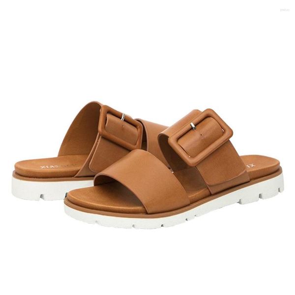 Zapatillas Mujer Cerrado Toe Zapatos de verano 2023 Comfort Hebilla Cuña Sandalias de mujer Tallas grandes Plataforma al aire libre Casual Jzj8