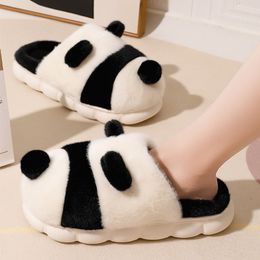 Slippers Vrouwen Schattige Panda Harige Winter Dier Partten Indoor Flats Warm Thuis Katoenen Schoenen Antislip Slides Zapatillas Mujer 230831