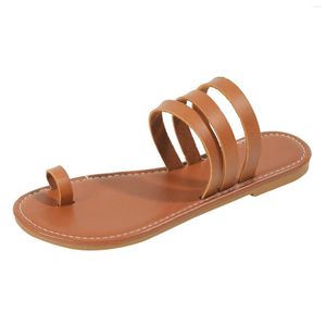 Slippers vrouwen modepatroon zomer eenvoudige set teen comfortabel vlakke bodem groot non -slip huis voor