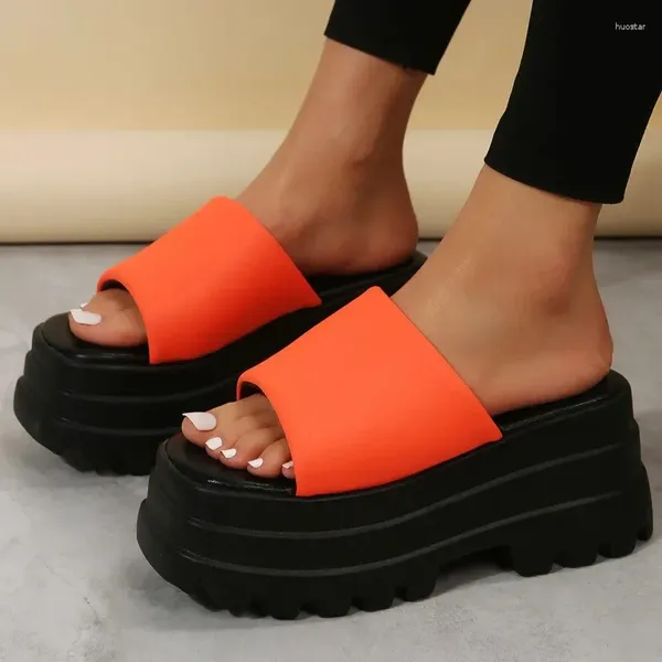 Zapatillas para mujer, chanclas para mujer, zapatos de tacón de cuña a la moda de verano, sandalias de plataforma alta para exteriores de talla grande 35-43