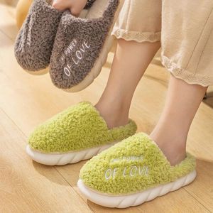 Slippers Dames Harig Warm Waterdicht Platform Platte bodem Antislip Slaapkamer Paar 2024 Herfst Winter Dame