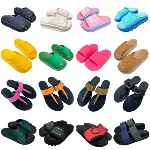 Zapatillas mujer deslizadores clásicos marca de lujo hombres espuma diseñador plataforma zapato jalea al aire libre zapatos de fondo grueso punta abierta zapatos de baño de verano chanclas de colores