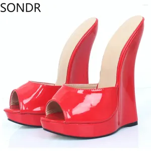 Slippers vrouwen hoge wig hakken slipper muilezels sexy open teen clear schoenen clubkleding fetisj 2024