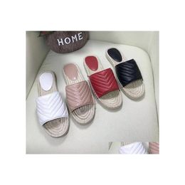 Slippels Dames Leer Espadrille Sandaal Sandaal Designer Hoogwaardige Echte Koordelplatform Dubbele hardware Outdoor Beach Glaasjes met BO DHSZQ