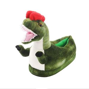 Slippers vrouwen/man cartoons dinosaurus katoenschoenen vrouwelijke winter niet-slip warmte huis indoor paar warm dier harder