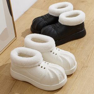 Pantoufles femmes en peluche chaussures de maison Eva plate-forme supérieure enveloppement complet imperméable coton Couple chaud intérieur bottes de neige 230925