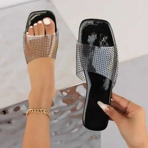 Slippers Women PVC Flat Open Toed Shoes voor 2024 Summer Fashion Luxury Transparant Toe Beach Flip Flops Female H240430