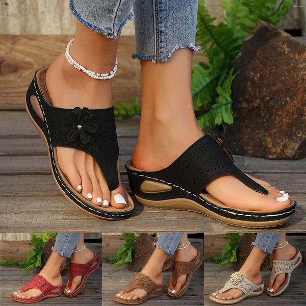 Slippers Women's Beach Slope Talon Hollow Casual Bottom Shoes Retro Sandales Femme House Taille 8
