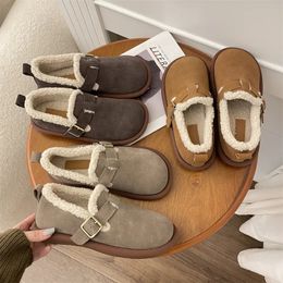 Slippers Dames Casual Schoenen Ronde Kop Plat Korte Pluche Binnenkant 2023 Winter Nieuwe Warme Koreaanse Zapatos Para Mujeres 35-40 231017