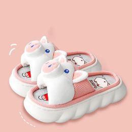 Slippers Femme Carton Cartoon Pig Hamster Linn épais Bottom non glissade Home Slippers Flat Bottom Breatch Nonslip Bottom Casual Chaussures