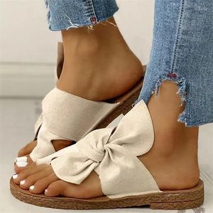 Slippers Dames Dagelijks Strand Zomer Strik Platte hak Ronde neus Zoete Orthopedische sandalen Bunion Schoenen Corkys Mujer