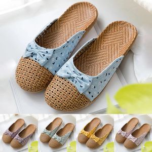 Slippers Dames Thuis Binnen Strik Koreaanse editie Linnen Houten vloer voor dames Opwarmingen Suede