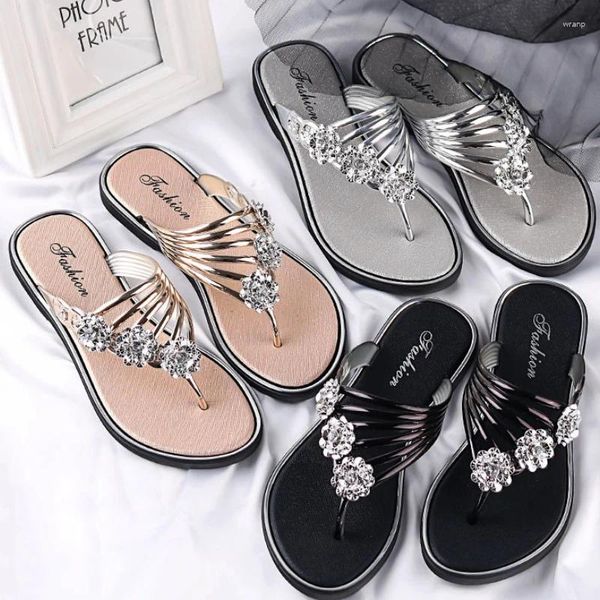 Zapatillas Flores ligeras para mujeres Flip Flip Flip Flip Summer Flat Toe Open Damas Interior Calzado al aire libre