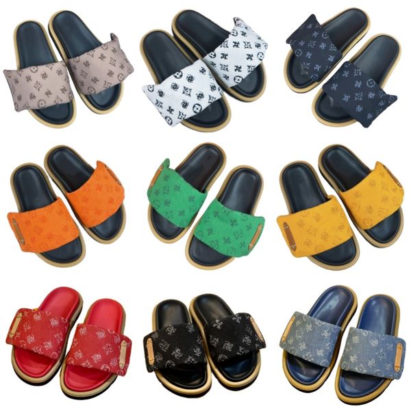 Slippers Chaussures de créateurs de luxe pour femmes Chaussures de plage en denim pour hommes Cerceau * boucle Sandales de luxe Marque extérieure chaussures nouvelles chaussures de plate-forme de mode anciennes tongs de flippe