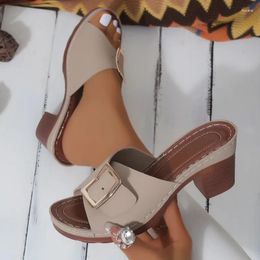 Slippers dames mama schoenen sandalen vrouwen 2024 hoge hiel 7cm muller metaal grotere maten 42 voor