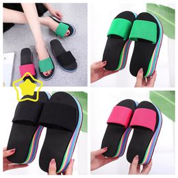 Slippers dames eenzijdige slippers flops visgraat zomer dikke sandalen hoge hakken hoge hakken t bovenkleding casual strand slijtage gai flip-flo platform regenboog kleurrijk 36-41