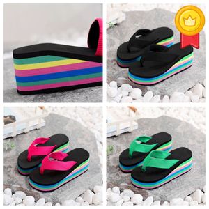 Slippers dames eenzijdige slippers zomer dikke zool sandalen bovenkleding casual strand GAI flip-flo platform kleurrijke Gladiator dikke regenboog 36-41