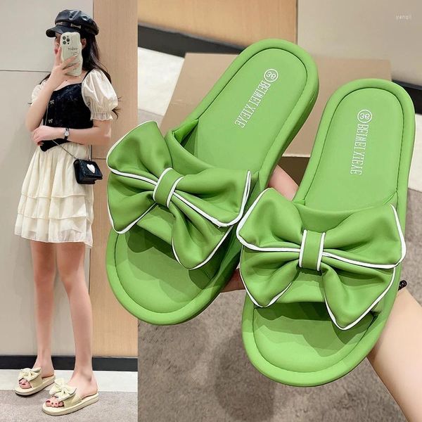 Zapatillas de verano para mujer con arco 2023 Moda Playa plana Mujeres al aire libre Damas Verde Suave Comfort Sandalias Diseñador