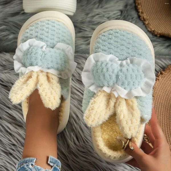 Pantoufles d'hiver décontractées en peluche de coton pour femmes, confortables, semelle épaisse, chauffe-pieds, chaussures de maison plates pour femmes, automne