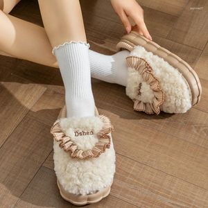 Slippers Coton d'hiver pour femmes mignonnes non glissantes