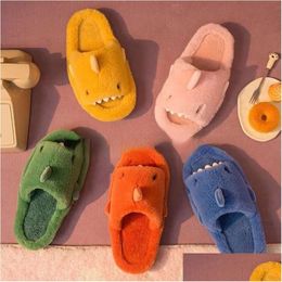 Slippers Dames Shark Katoen Winter Warm Slides Antislip Schattig Paar Outdoor Indoor Huis Schoenen Fuzzy Chaussure Femme Drop Delivery Otszy