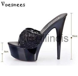 Zapatillas Zapatos de mujer 2019 Dulces zapatos de tacón alto 13/15 cm Fino con zapatillas negras gruesas Encaje Moda Banquete Zapatos de mujer Tallas 34-44 J230613
