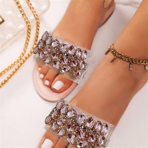 Slippers Damesschoenen 2023 Damesmode Rhinestone Casual Multicolor Flat Bottom Sandals Zomer Outdoor Flip-Flops