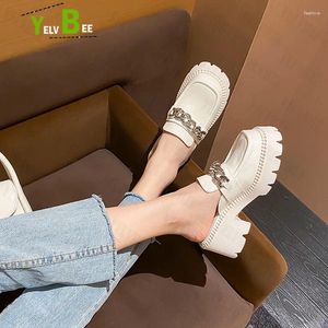 Pantoufles femmes pantoufles high talons chaîne femme glissades concepteurs marques grosses pompes vestimentaires chaussures sandales plate-forme print